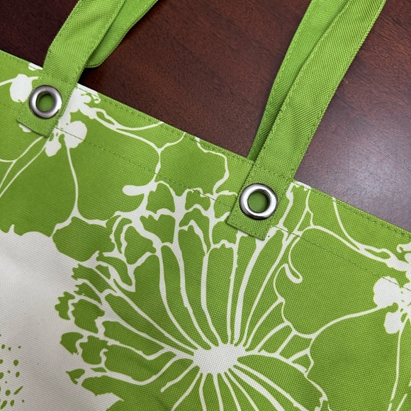 Lancôme Green Floral Tote Bag Shopper Beach Bag Travel - Picture 7 of 12